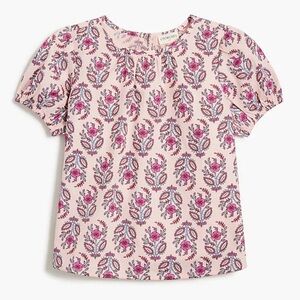 JCrew CrewCuts Girls Printed Puff Sleeve Top ~ 12